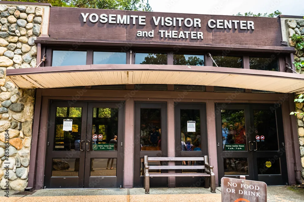 July 17, 2018 Yosemite Valley / CA / USA - Exterior view of the Yosemite Visitor Center and Theater